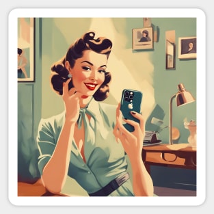 Classic Dressy Capture Mirror Retro Selfie Vintage Pin Up Art Sticker